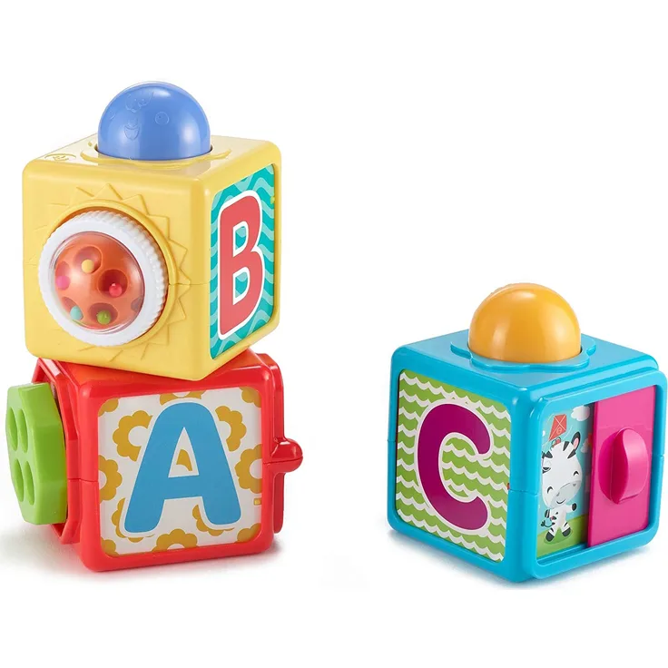 Fisher-Price DHW15 Spiel und Stapelwürfel Motorikspielzeug dreiteilig, ab 6 Monaten