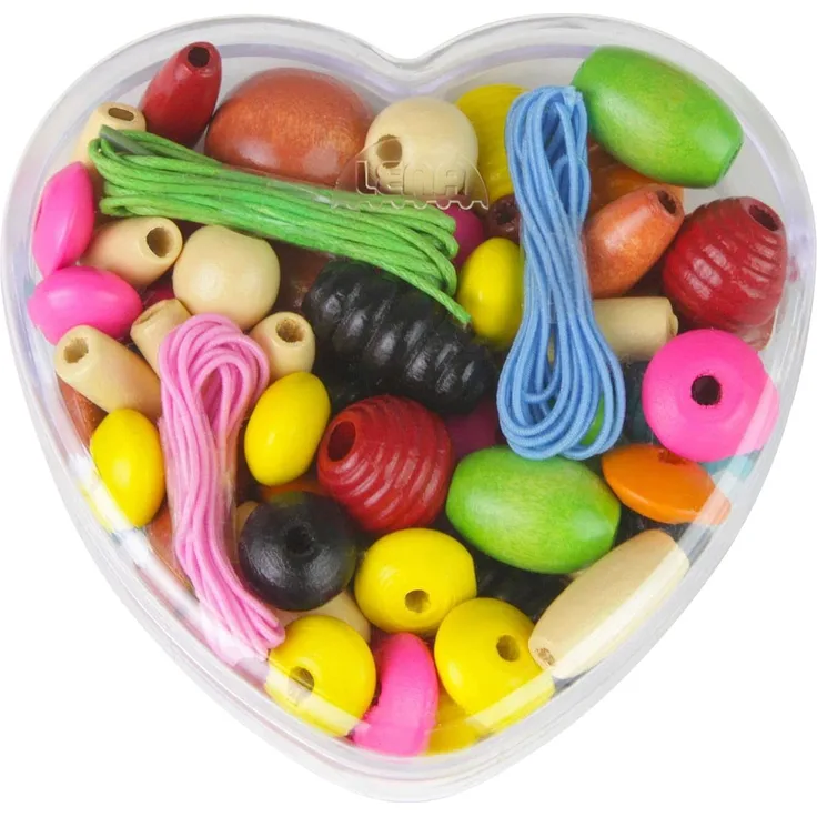 Lena Holzperlen in Herzdose - 1 Dose, zufällige Auswahl, keine Vorauswahl möglich