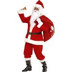 Widmann 1546S – Kostüm, Weihnachtsmann Deluxe, Kasack, Hose, Gürtel, Hut, Stiefelüberzieher, Perücke, Augenbrauen, Bart mit Schnurrbart, rot-weiß, Nikolaus, Santa Claus, Weihnachten, Nikolaustag