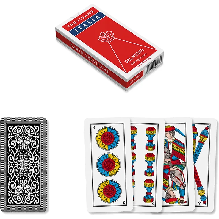 Dal Negro 10073 - Trevisane Italia Spielkarten, Etui Rot