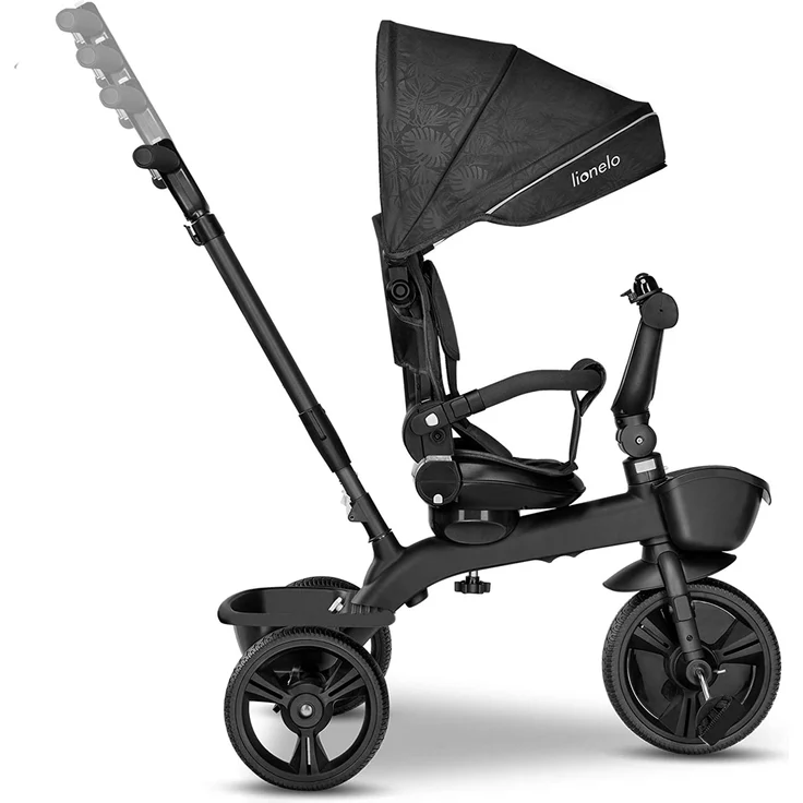 Lionelo Kori Dreirad mit Schubstange für Kinder ab 1,5 bis 5 Jahre drehbarer Sitz Magnesium-Rahmen wartungsfreie Gummiräder freies Rad abnehmbares Vordach (Grau) – Bild 6