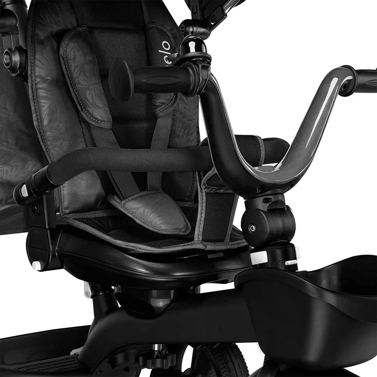 Lionelo Kori Dreirad mit Schubstange für Kinder ab 1,5 bis 5 Jahre drehbarer Sitz Magnesium-Rahmen wartungsfreie Gummiräder freies Rad abnehmbares Vordach (Grau) – Bild 2