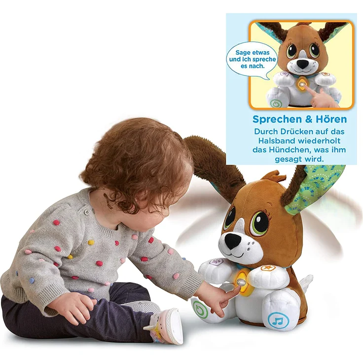 Vtech 80-610104 Sprich-mit-Mir-Hündchen Babyspielzeug, Sprechen Lernen, Wiedergabe mit Stimmverzerrer, Inhalte: Kurze Geschichten, Zahlen, Buchstaben, Erkennen von Emotionen – Bild 7