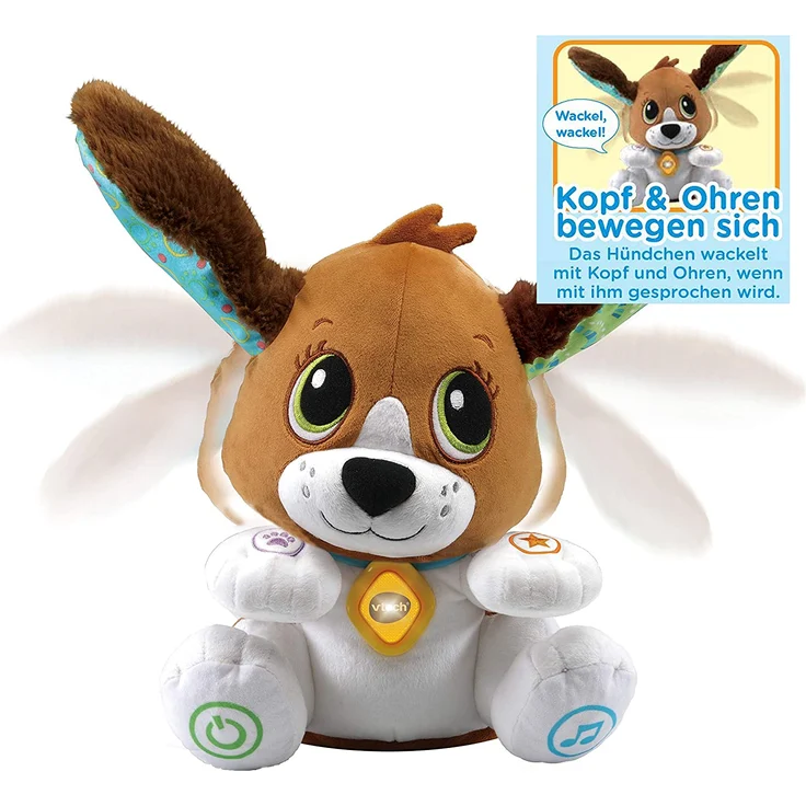 Vtech 80-610104 Sprich-mit-Mir-Hündchen Babyspielzeug, Sprechen Lernen, Wiedergabe mit Stimmverzerrer, Inhalte: Kurze Geschichten, Zahlen, Buchstaben, Erkennen von Emotionen – Bild 4