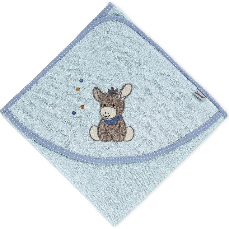 Sterntaler Kapuzenbadetuch Esel Emmi, Alter: ab 0 Monate, 100 x 100 cm, Hellblau – Bild 1