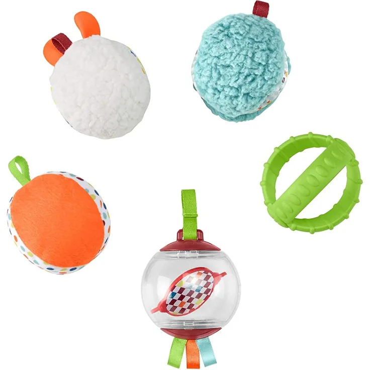 Fisher-Price FXC32 - Fünf Sinne Bälle Rassel und Sensorik Spielzeug, BPA frei, Baby Spielzeug ab 3 Monaten