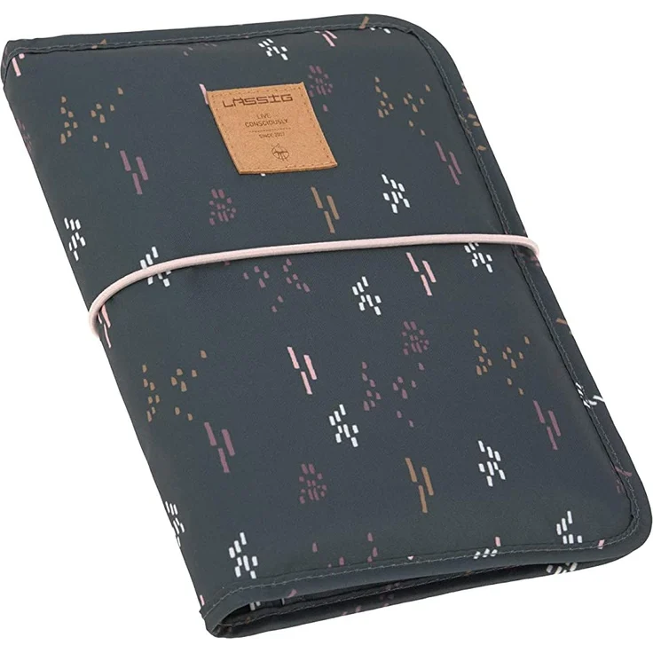 LÄSSIG Baby Windeltasche mit Wickelunterlage für unterwegs/Changing Pouch, Dunkelgrün (Blobs forest) – Bild 1
