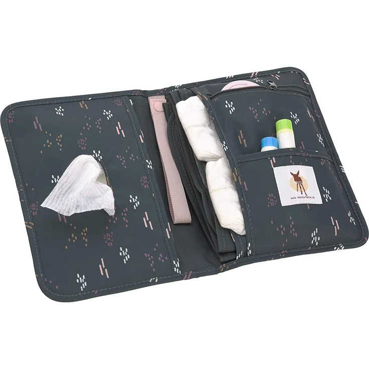 LÄSSIG Baby Windeltasche mit Wickelunterlage für unterwegs/Changing Pouch, Dunkelgrün (Blobs forest) – Bild 2