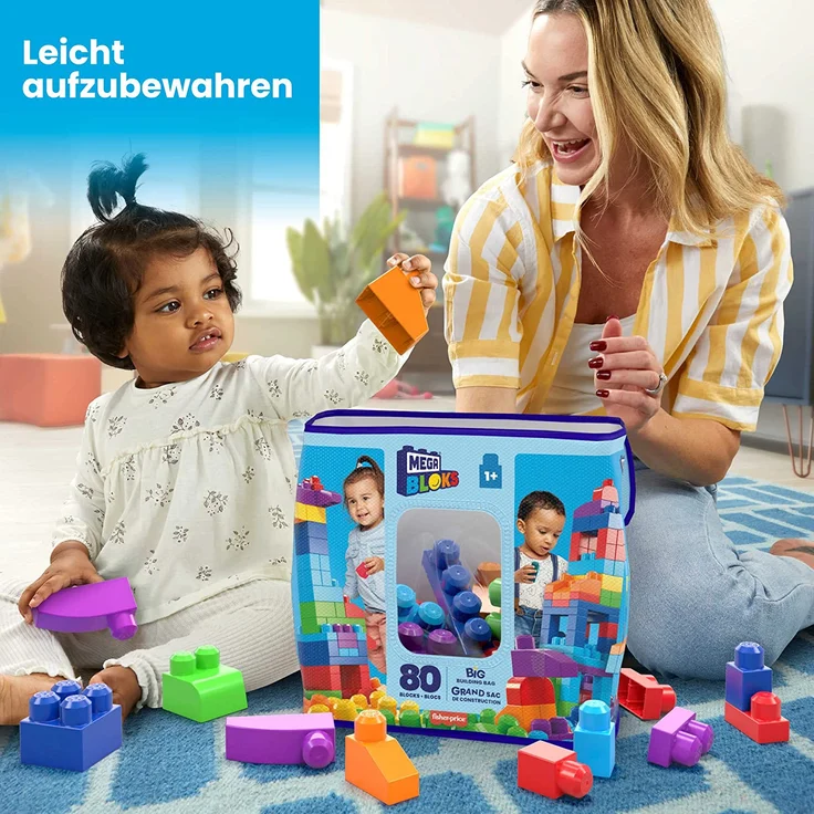 MEGA Bloks DCH63 - Bausteinebeutel - groß 80 Teile, bunt, Spielzeug ab 1 Jahr – Bild 5
