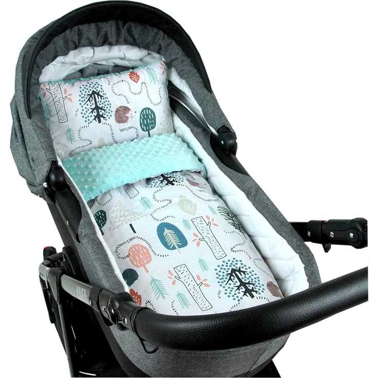 BABYLUX Babydecke MINKY PLÜSCH Kuscheldecke Decke 75 x 60 cm + KISSEN 2 Tlg Set (MP119 - Minze - Igel) – Bild 1