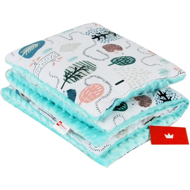 BABYLUX Babydecke MINKY PLÜSCH Kuscheldecke Decke 75 x 60 cm + KISSEN 2 Tlg Set (MP119 - Minze - Igel) – Bild 2
