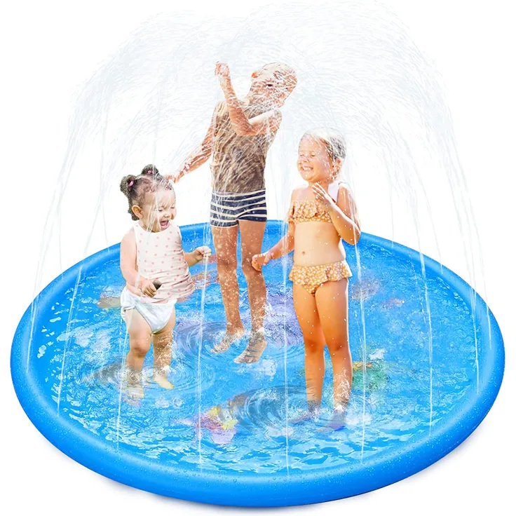 Anpro 170CM Splash Pad, Sprinkler Wasser-Spielmatte Splash Play Matte mit 15 Anti-Rutsch-Streifen, Sommer Garten Wasserspielzeug für Baby, Kinder, Hund und Haustiere