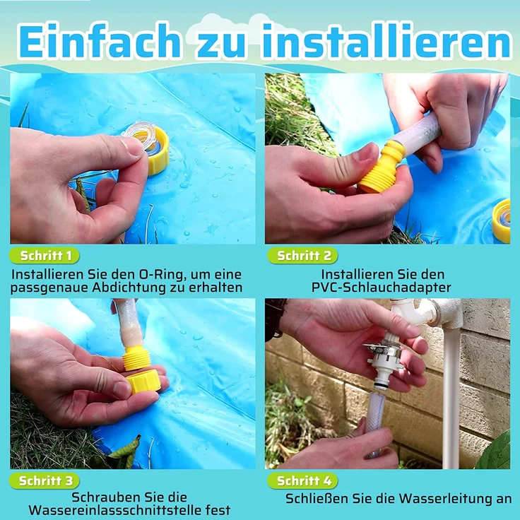 Anpro 170CM Splash Pad, Sprinkler Wasser-Spielmatte Splash Play Matte mit 15 Anti-Rutsch-Streifen, Sommer Garten Wasserspielzeug für Baby, Kinder, Hund und Haustiere – Bild 6