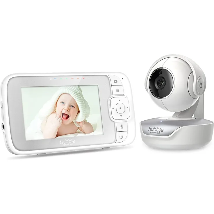 Hubble Connected Nursery View Select Babyphone mit Kamera, 4,3-Zoll-Bildschirm, Datenschutzmodus, ferngesteuertes Schwenken, Neigen und Zoomen, Infrarot-Nachtsicht und Raumtemperatursensor