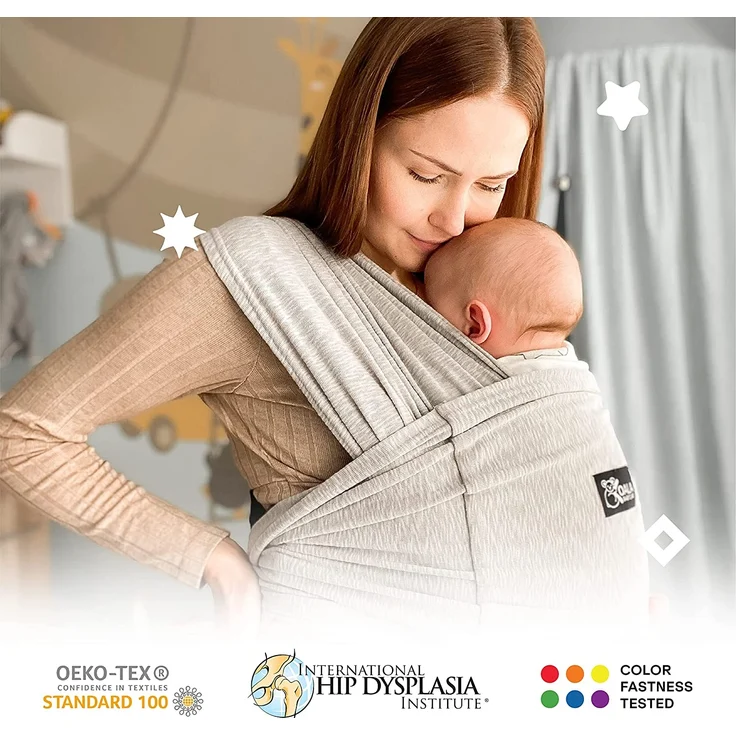 Koala Babycare Tragetuch Baby Neugeborene - Einfach Anzuziehen für Mütter und Väter - Babytrage Multi-Use Bis 9kg - Babytragetuch Hellgrau – Bild 2