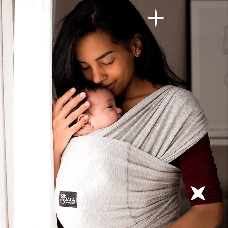 Koala Babycare Tragetuch Baby Neugeborene - Einfach Anzuziehen für Mütter und Väter - Babytrage Multi-Use Bis 9kg - Babytragetuch Hellgrau – Bild 5