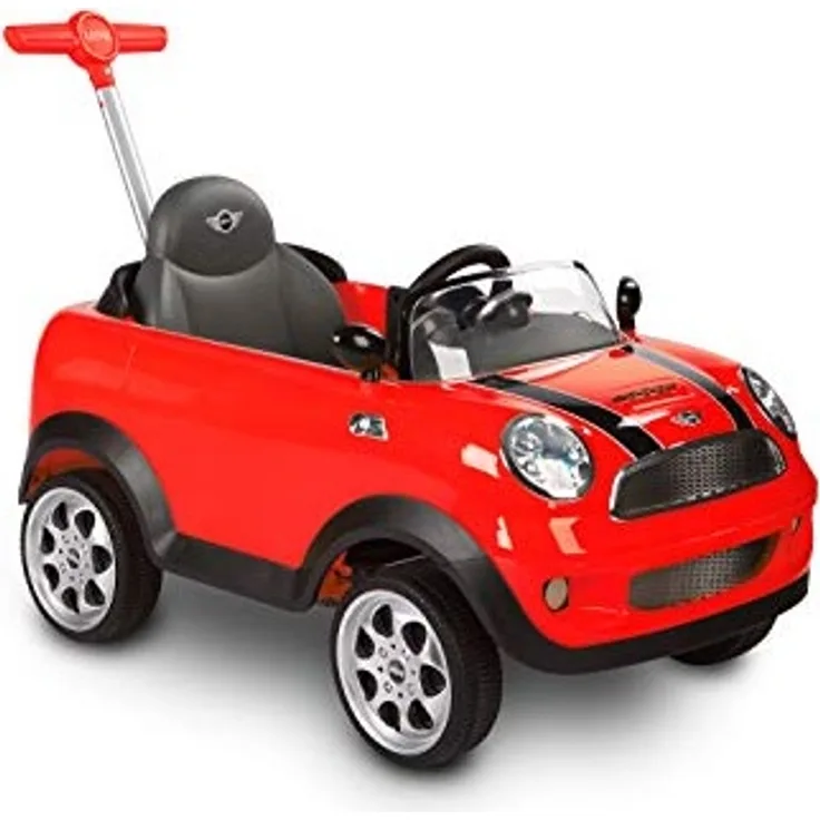 ROLLPLAY Push Car mit ausziehbarer Fußstütze und Pedale, Für Kinder ab 1 Jahr, Bis max. 20 kg, MINI Cooper, Rot