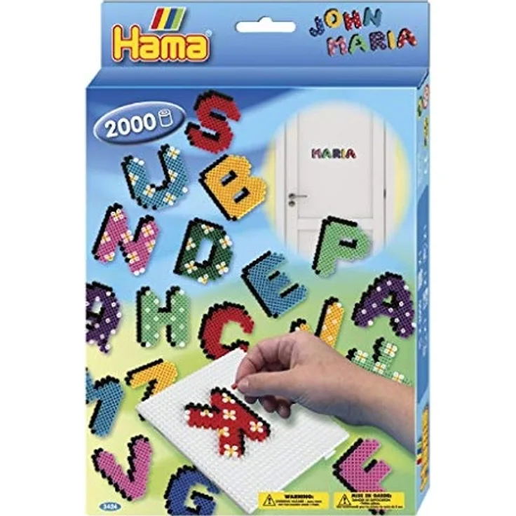 Hama 3424 - Perlenset Buchstaben, ca. 2000 Bügelperlen, 1 Stiftplatte und Zubehör
