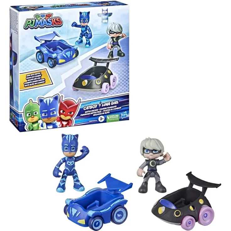 PJ Masks Catboy vs Luna Girl Fahrzeuge Battle-Pack Vorschulspielzeug, Fahrzeug und Action-Figurenset ab 3 Jahren