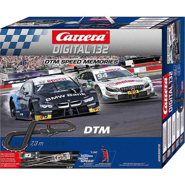 Carrera 20030015 Digital 132 'DTM Speed Memories' Autorennbahn-Set mit kabellosen Handregler, 7,3 Meter Streckenlänge, ab 8 Jahren - Preisvergleich