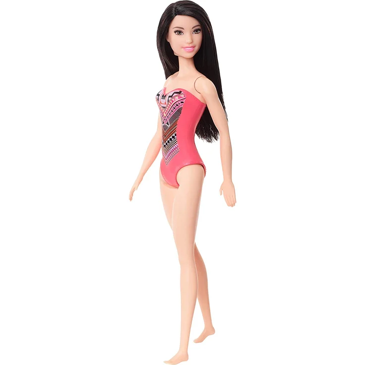 Barbie GHW38 - Beach Puppe mit Badeanzug im Aztekenmuster, Spielzeug ab 3 Jahren – Bild 5