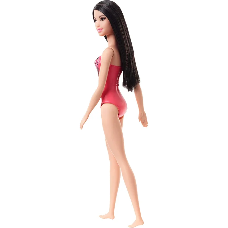 Barbie GHW38 - Beach Puppe mit Badeanzug im Aztekenmuster, Spielzeug ab 3 Jahren – Bild 4