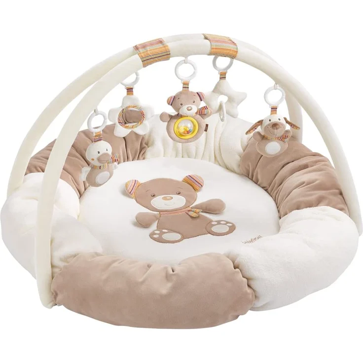 Fehn 160963 3-D-Activity-Nest Rainbow / Besonders weicher Spielbogen mit 5 abnehmbaren Spielzeugen für Babys Spiel & Spaß von Geburt an / Maße: Ø85cm – Bild 1