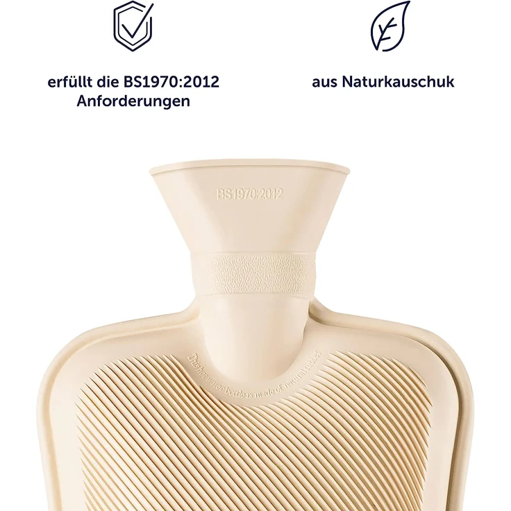 Blumtal Premium Wärmflasche mit Bezug in Kunstfelloptik - Wärmeflasche mit Kuschelweichem Fellbezug zur Schmerzlinderung, Auslaufsichere Bettflasche aus Naturkautschuk für Kinder und Erwachsene, Weiß – Bild 4