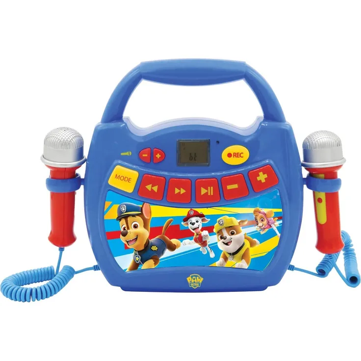 Lexibook MP300PAZ Paw Patrol, Chase & Marshall, Mein erster Karaoke Musikplayer mit 2 Spielzeugmikrofonen, Kabellos Aufnahmefunktion, Stimmeneffekt, Blau/Rot