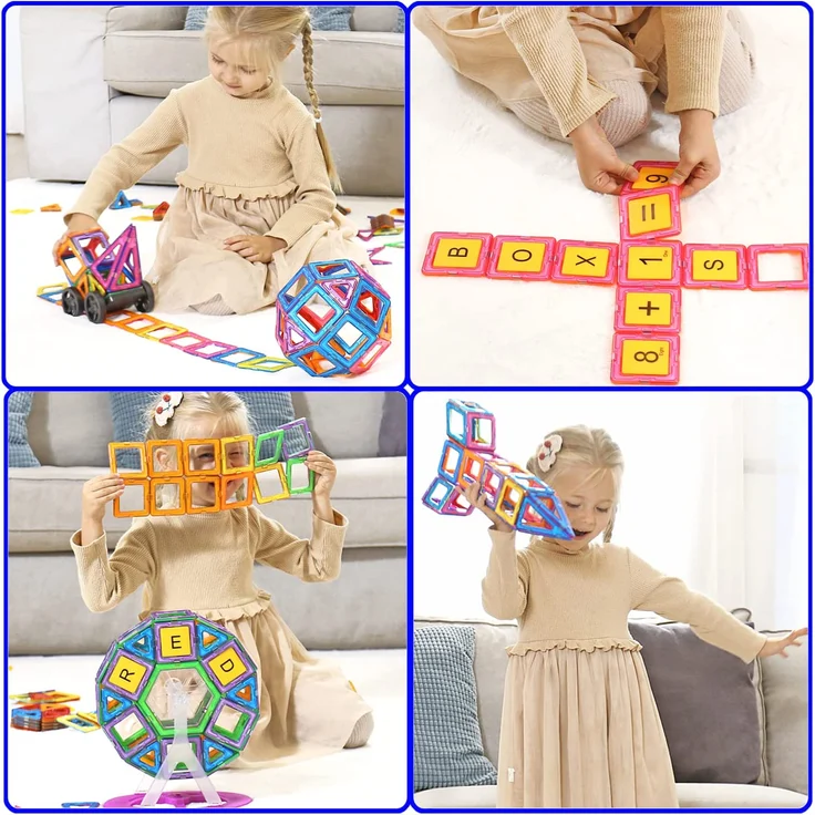 CONDIS Magnetische Bausteine 120 Teile, für Kinder ab 3 Jahre, Junge Mädchen Bauklötze Kinderspielzeug, Geschenk - Preisvergleich – Bild 3