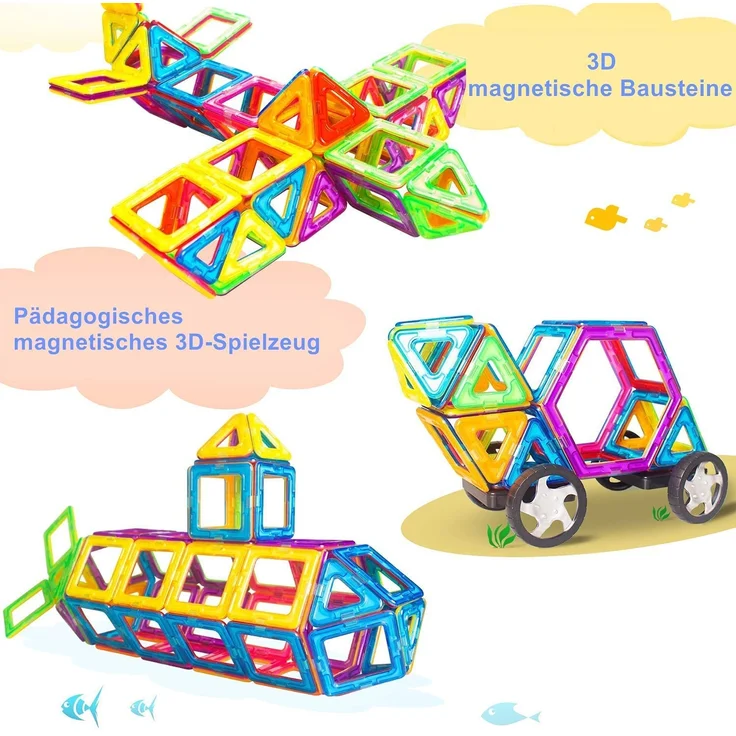 CONDIS Magnetische Bausteine 120 Teile, für Kinder ab 3 Jahre, Junge Mädchen Bauklötze Kinderspielzeug, Geschenk - Preisvergleich – Bild 7