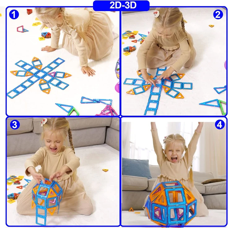 CONDIS Magnetische Bausteine 120 Teile, für Kinder ab 3 Jahre, Junge Mädchen Bauklötze Kinderspielzeug, Geschenk - Preisvergleich – Bild 2