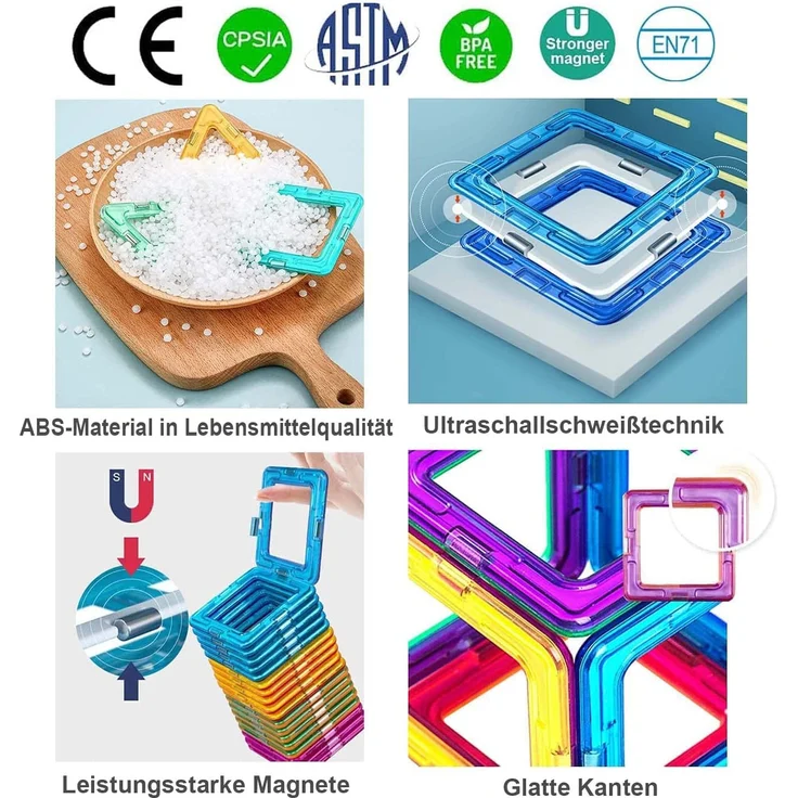 CONDIS Magnetische Bausteine 120 Teile, für Kinder ab 3 Jahre, Junge Mädchen Bauklötze Kinderspielzeug, Geschenk - Preisvergleich – Bild 5