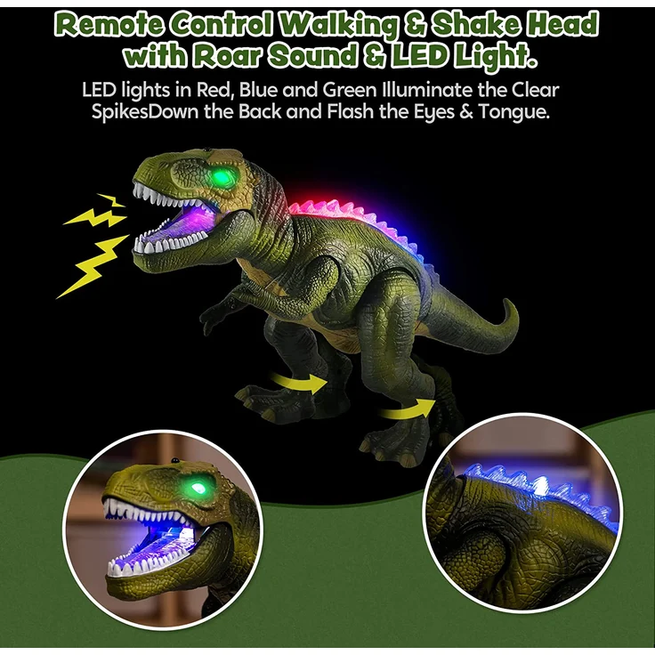 JOYIN Kinder LED Ferngesteuertes Dinosaurier Spielzeug, Elektronik T-Rex Dino Spielzeug mit Gehen, Brüllen, leuchtenden Augen und Kopfschütteln für Kleinkinder Jungen Mädchen – Bild 3