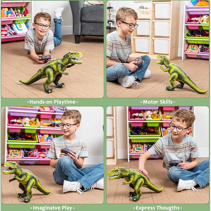 JOYIN Kinder LED Ferngesteuertes Dinosaurier Spielzeug, Elektronik T-Rex Dino Spielzeug mit Gehen, Brüllen, leuchtenden Augen und Kopfschütteln für Kleinkinder Jungen Mädchen – Bild 4