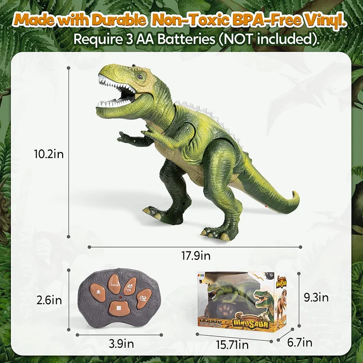 JOYIN Kinder LED Ferngesteuertes Dinosaurier Spielzeug, Elektronik T-Rex Dino Spielzeug mit Gehen, Brüllen, leuchtenden Augen und Kopfschütteln für Kleinkinder Jungen Mädchen – Bild 5
