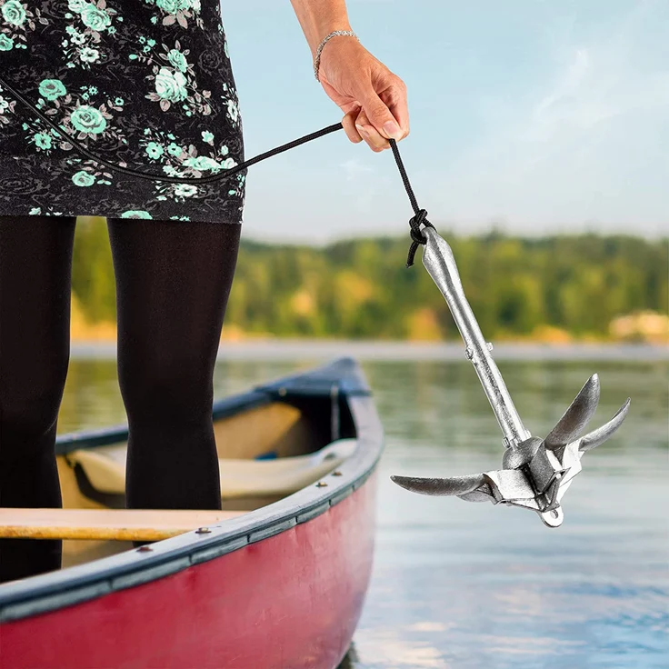 ONVAYA® Bootsanker | 1,5 kg | Klappanker | Set inklusive Ankerleine mit Karabiner, Ankerboje und Transportbeutel | Faltanker | Anker für Boot, Schlauchboot, SUP, Kajak, Kanu – Bild 6