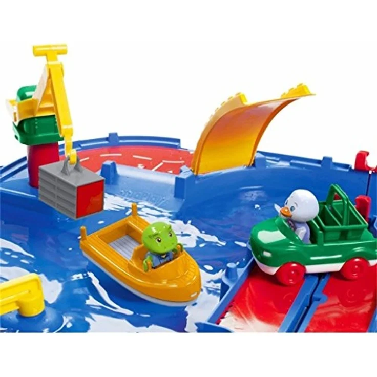 AquaPlay 'Multi-Set' Wasserbahn, 145 x 160 x 22 cm, inkl. Kran, Wasserpumpe, Paddelrad, Boot, Wasserfahrzeug und kleinem Fähranleger – Bild 5