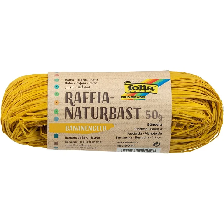 folia 9014 Raffia-Naturbast, 50 G, Bananengelb