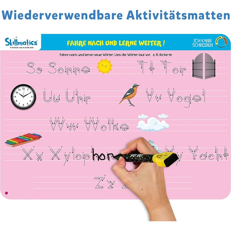 Skillmatics Lernspiel : Ich kann schreiben | Wiederverwendbare Aktivitätsmatten mit 2 Stiften I Geschenke und Vorschullernen für Kinder 3-6 Jahre – Bild 3