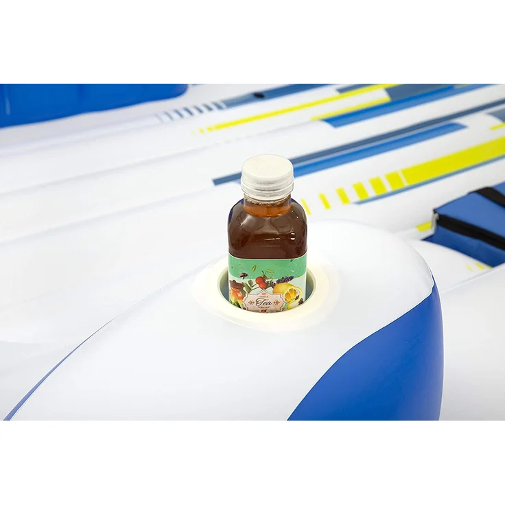 Bestway Hydro-Force 'Tropical Breeze' Badeinsel, 373 x 264 x 73 cm, geeignet für 6 Personen, inkl. abnehmbaren Sonnenschutz, Getränkehaltern und integrierter Kühltasche – Bild 8