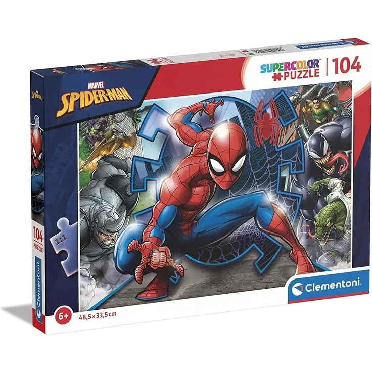 Clementoni 27116 Spiderman-Supercolor Puzzle, 104 Teile, für Kinder ab 6 Jahre, Mehrfarben