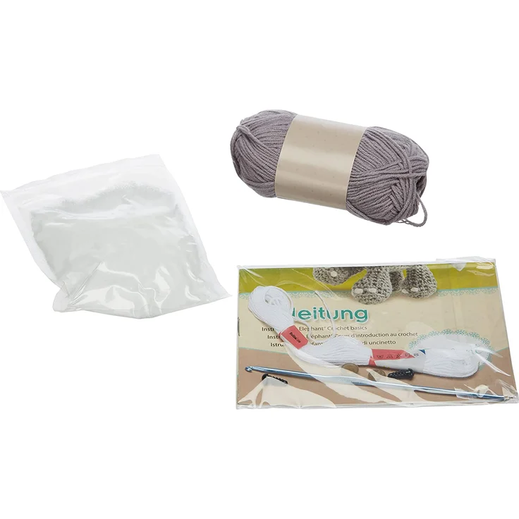 folia 23902 - Mini Häkelset Elefant, ca. 9 - 11 cm groß, Komplettset zur Erstellung eines selbst gehäkelten niedlichen Elefanten, für Kinder ab 8 Jahren und Erwachsene, als Geschenk – Bild 2
