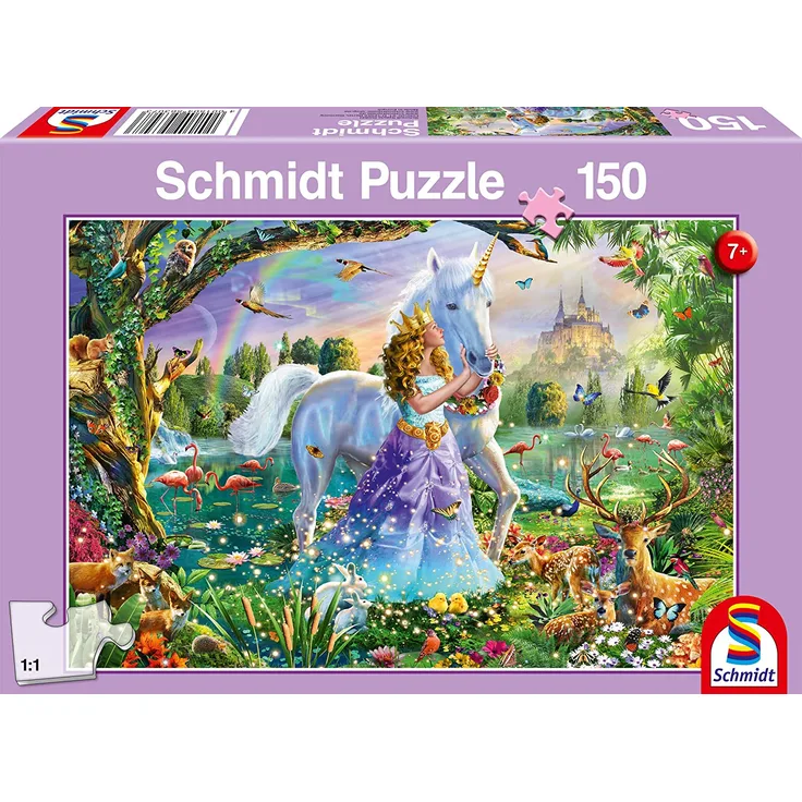 Schmidt Spiele Puzzle 56307 Prinzessin mit Einhorn und Schloß 150 Teile Kinderpuzzle, bunt
