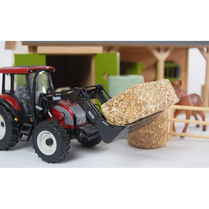 Kids Globe Farming Zubehör Set (mit Zäunen Heuballen Kartoffelkisten und Paletten 19tlg aus Holz 1:32) 610253, Bunt – Bild 6