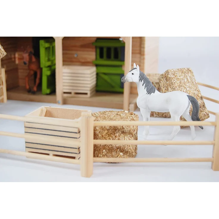 Kids Globe Farming Zubehör Set (mit Zäunen Heuballen Kartoffelkisten und Paletten 19tlg aus Holz 1:32) 610253, Bunt – Bild 4
