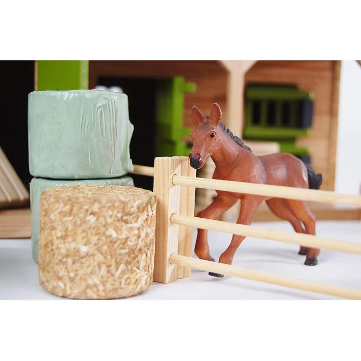 Kids Globe Farming Zubehör Set (mit Zäunen Heuballen Kartoffelkisten und Paletten 19tlg aus Holz 1:32) 610253, Bunt – Bild 7