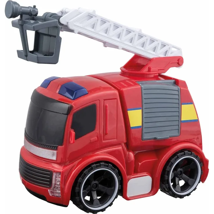 Idena 40012 - Feuerwehr aus Kunststoff, mit Schwungradantrieb und ausziehbarer Leiter, Licht und Soundeffekten (inklusive Batterien), ca. 19 x 13 x 10,5 cm