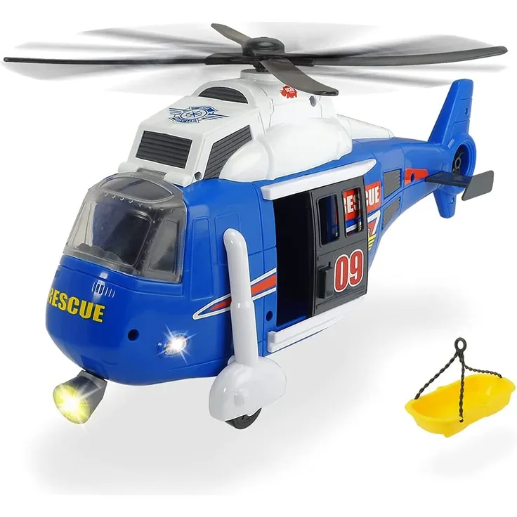 Dickie Toys Spielzeughelikopter mit batteriebetriebenen Drehpropeller, Helikopter mit beweglicher Seilwinde, inkl. Trage, Licht & Sound, Batterien enthalten, 41 cm, ab 3 Jahren