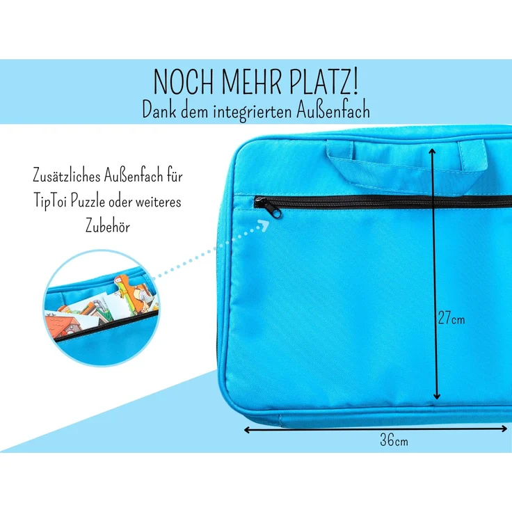 bunnyboo TipToi Tasche - Platz für bis zu 8 Bücher - TipToi Starterset mit Einsatz für Tiptoi Stift, TipToi Kabel und Batteriefach - Tasche für TipToi Stift - gehört in jedes Starterset TipToi (Blau) – Bild 5